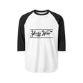 Raglan Shirt — Subtle Black Script Logo Baseball Tee