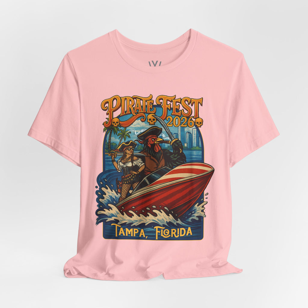 Pirate Fest 2026 Tampa Florida T-Shirt — Speedboat Pirate Event Tee