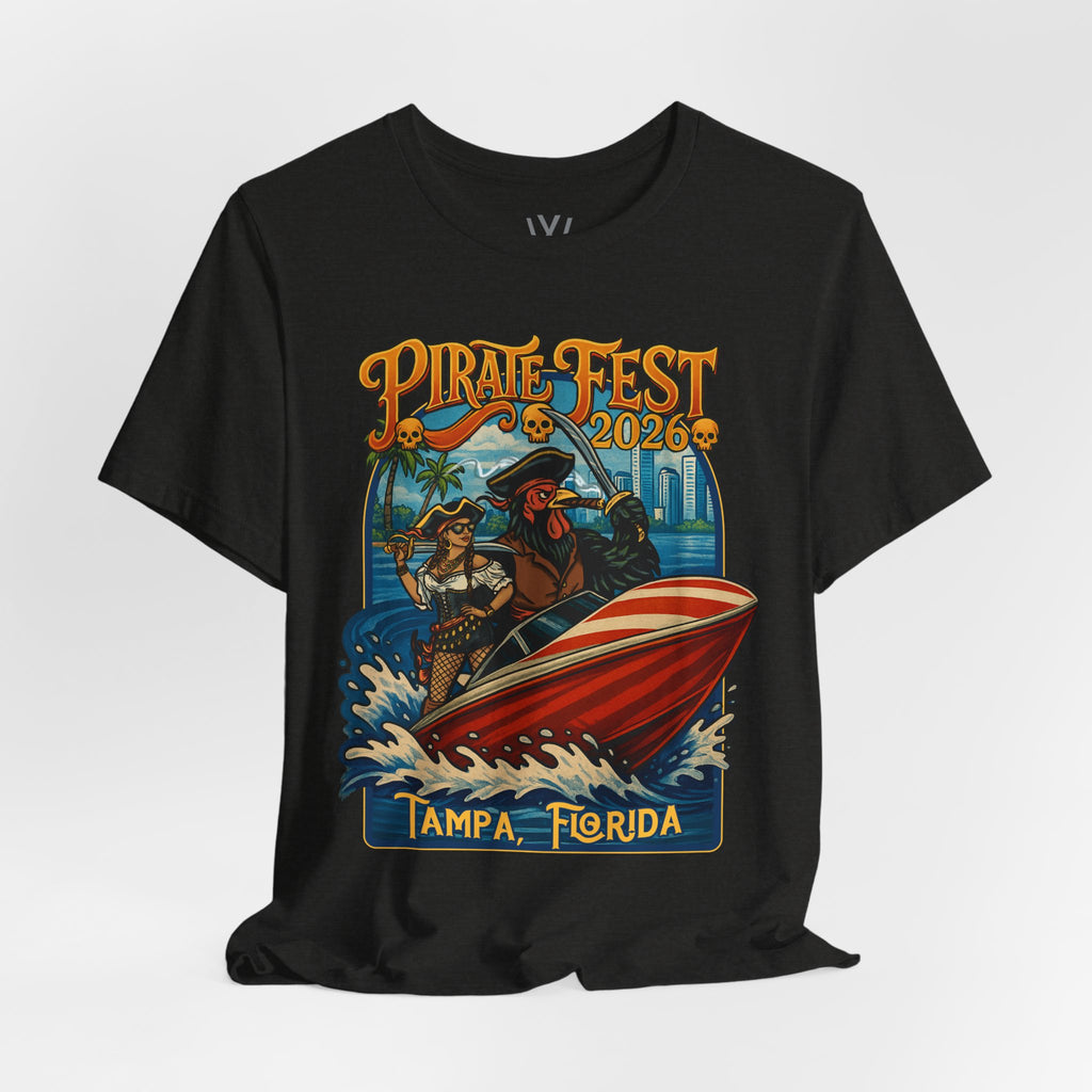 Pirate Fest 2026 Tampa Florida T-Shirt — Speedboat Pirate Event Tee