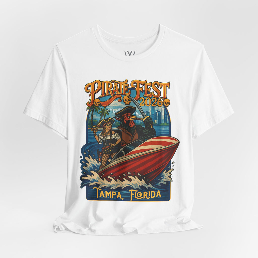 Pirate Fest 2026 Tampa Florida T-Shirt — Speedboat Pirate Event Tee