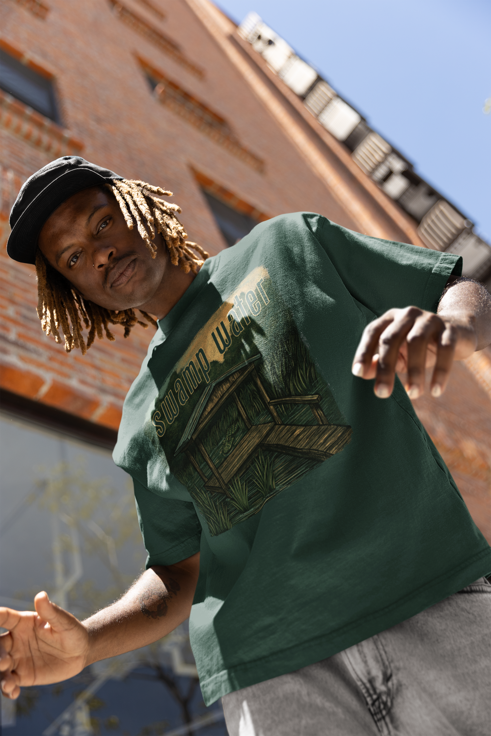 K Wales | Oversized Boxy Tee | Swamp Water Boardwalk