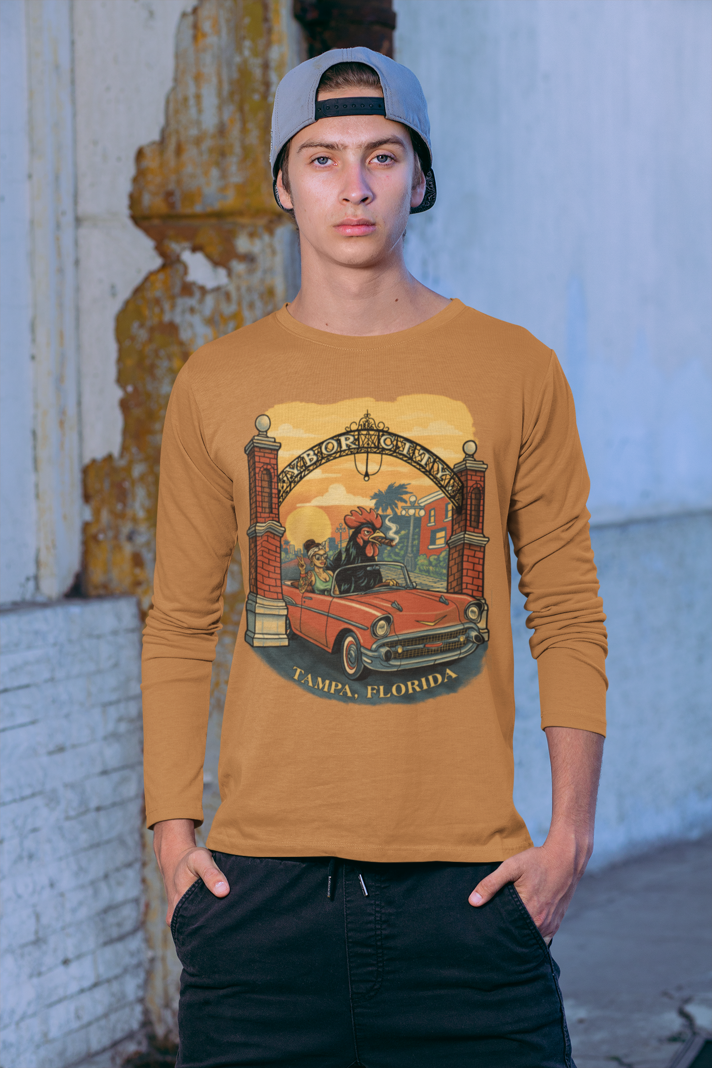 Ybor City Street-Rooster Long Sleeve